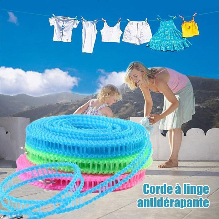 Corde à linge portable pour l'extérieur et la maison