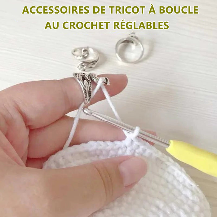 Accessoire de tricot à boucles au crochet réglable