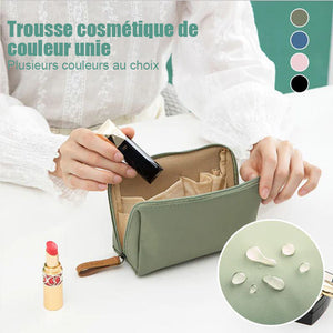 Trousse cosmétique de couleur unie avec double fermeture éclair