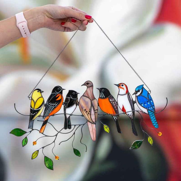 Oiseaux Panneaux de vitraux suspendus