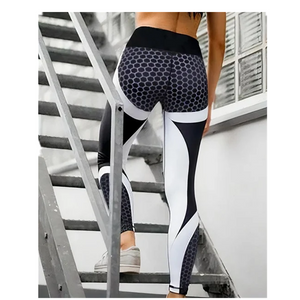 Leggings de sport taille haute taille haute à blocs de couleurs