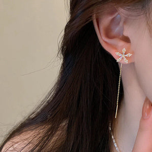 Boucles d'oreilles fleurs à franges brillantes