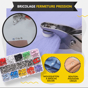 Bouton pression en métal avec pince de fixation