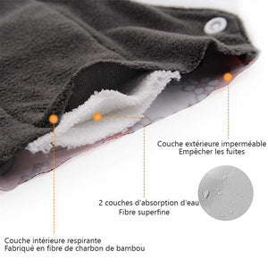 Serviette hygiénique lavable en charbon de bambou