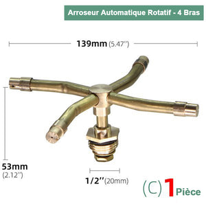 Outil d'arrosage rotatif automatique à 3/4 bras