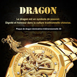 Montre en relief dragon doré