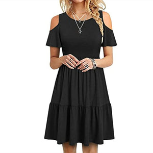 Robe de mode à manches courtes et épaules dénudées