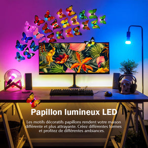 Autocollant papillon lumineux LED (10 pièces)- Couleurs expédiées au hasard