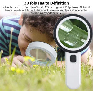 Loupe optique 30X avec lumière LED