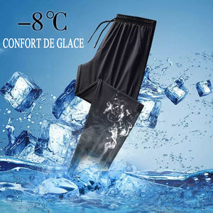 Pantalon décontracté en soie glacée respirante