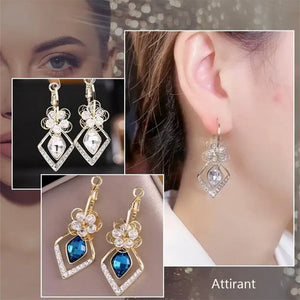 Boucles d'oreilles fleur scintillantes luxueuses