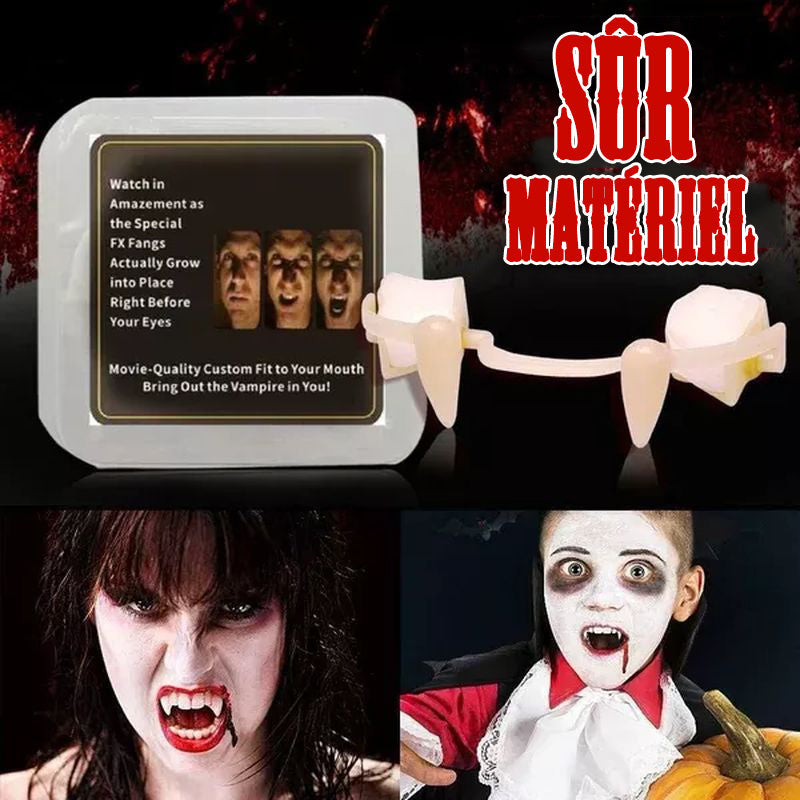 Lot De 2 Dents De Vampire Rétractables – Pour Halloween Et Cosplay – Résine Sûre – Dents à Crocs Contrôlables Par La Langue - 6