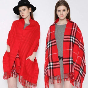 Hiver Femmes Châle à Plaid avec Poches