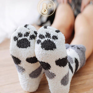 Chaussettes peluches patte de chat