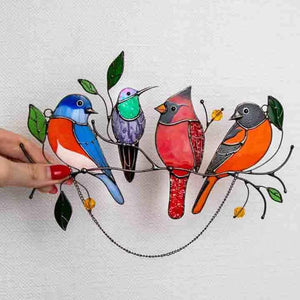 Oiseaux Panneaux de vitraux suspendus