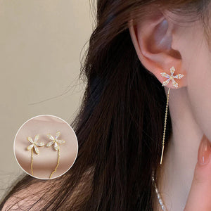 Boucles d'oreilles fleurs à franges brillantes