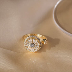 Bague tournante pour le soulagement de l'anxiété en cristal