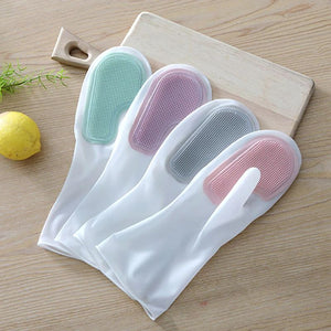 Gants imperméables en caoutchouc de brosse magique de cuisine multifonctionnelle