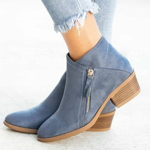 Bottines à talon épais et fermeture éclair latérale pour femmes