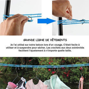 Corde à linge portable pour l'extérieur et la maison