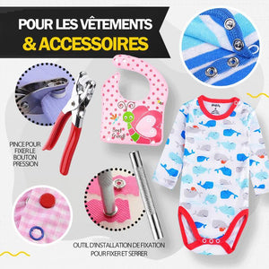 Bouton pression en métal avec pince de fixation