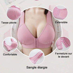 Soutien-gorge push-up élastique à fermeture avant grande taille