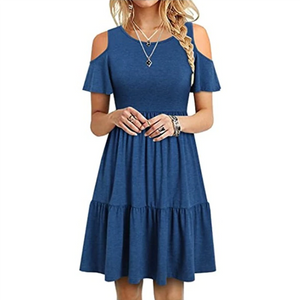 Robe de mode à manches courtes et épaules dénudées