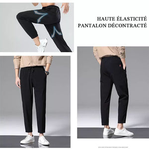 Pantalon décontracté en soie glacée respirante