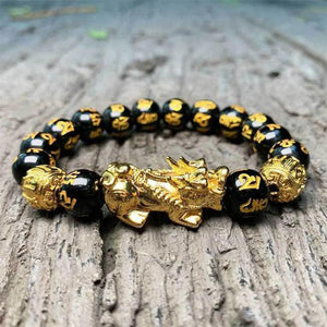 Bracelet de perle Feng Shui obsidienne Pixiu