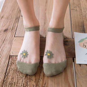 Chaussettes marguerites transparentes