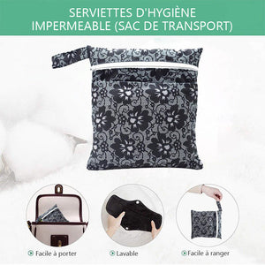 Serviette hygiénique lavable en charbon de bambou