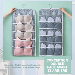 Support de rangement de sous-vêtements suspendu double face