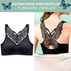 Soutien-gorge sans bretelles à broderie papillon