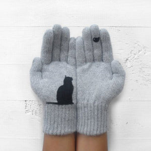 Gants de coton Imprimé motif chat