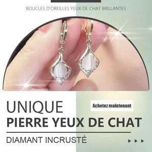 Boucles d'oreilles yeux de chat brillantes