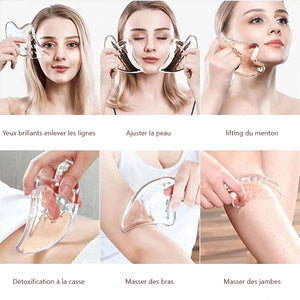 Appareil de massage du visage Guasha en résine, outils de grattage