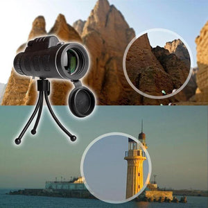 Télescope Monoculaire de Puissance Elevée 12X50 avec Adaptateur Smartphone et Trépied, Etanche et Anti-buée