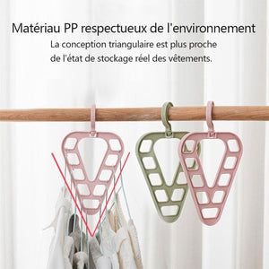 Cintre de stockage triangulaire magique rotatif à neuf trous (3 pièces)