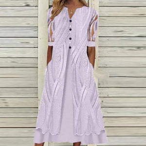 Robe ample à col en V avec poches