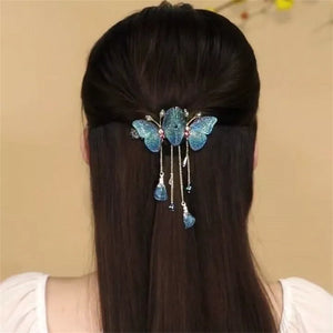 Tempérament Papillon Pince à cheveux à pompon strass