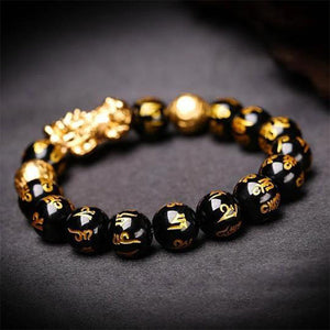 Bracelet de perle Feng Shui obsidienne Pixiu