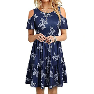 Robe de mode à manches courtes et épaules dénudées