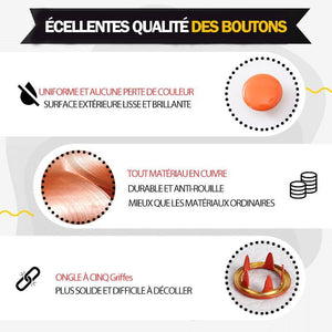 Bouton pression en métal avec pince de fixation