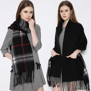 Hiver Femmes Châle à Plaid avec Poches