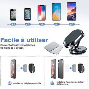 Support de téléphone magnétique pliable pour voiture