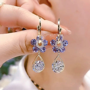 Boucles d'oreilles avec cristal de fleur à la mode