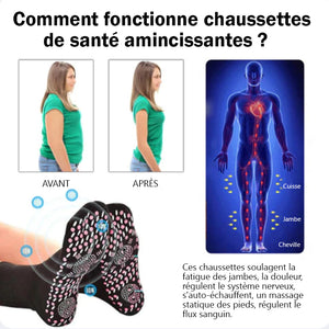 Chaussettes de mise en forme auto-chauffantes à acupression de tourmaline