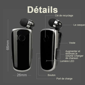 Oreillette Bluetooth à clip pour collier