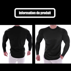 T-shirt en col rond à manches longues couleur unie