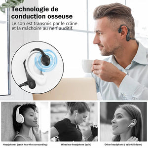 Casque à conduction osseuse sans fil bluetooth pour sport courir